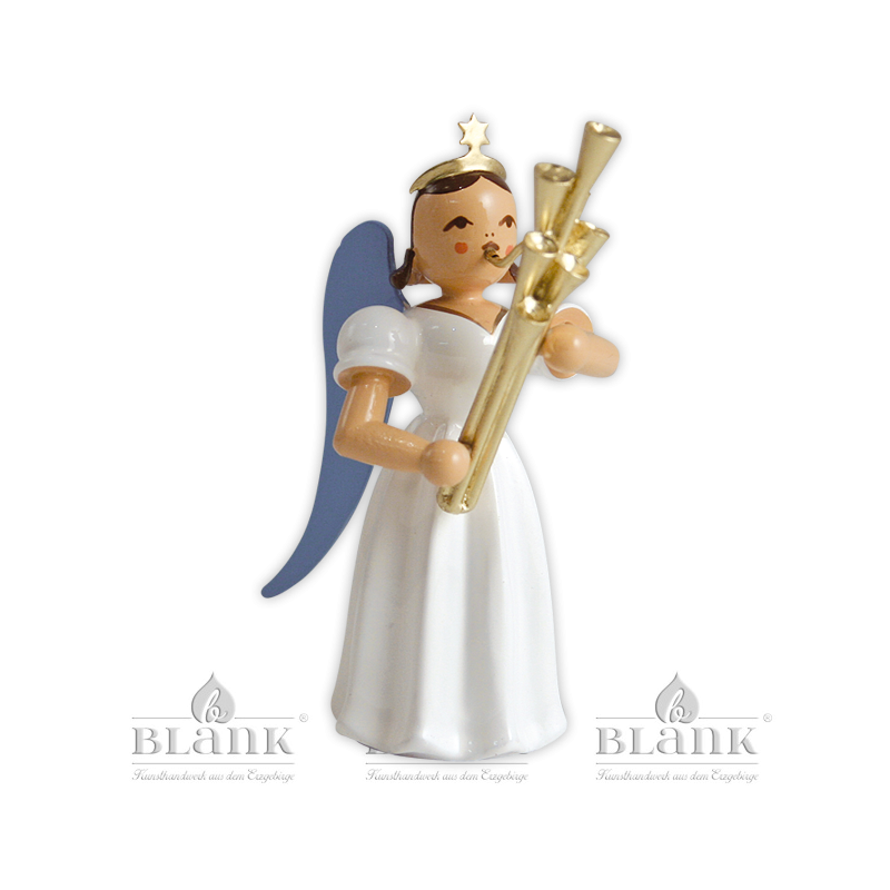 Angel with Long Pleated Robe and Shawm, coloured