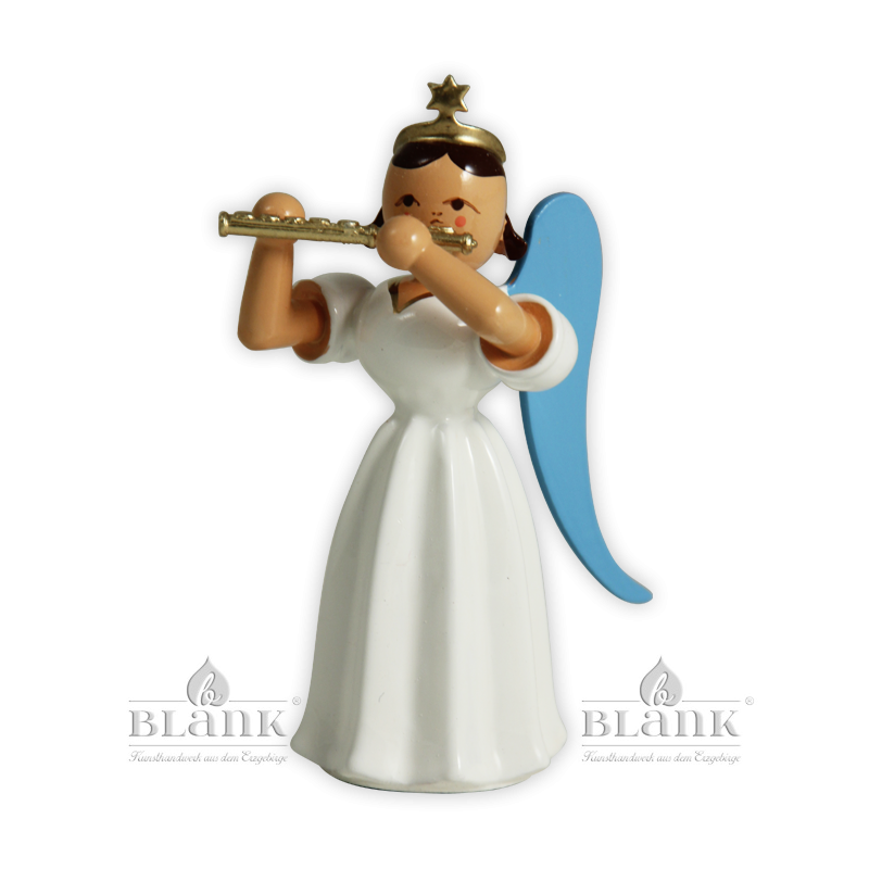 Angel with Long Pleated Robe and Piccolo, coloured