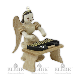 Angel with long robe an zither bench