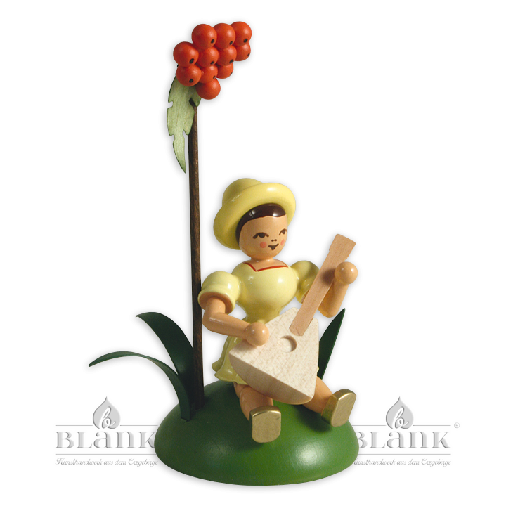 BKS 030 Blumenkind mit Vogelbeere und Balalaika, sitzend, farbig