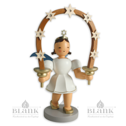 Angel with Short Pleated Skirt and Arch of Stars, 20 cm, electric, coloured