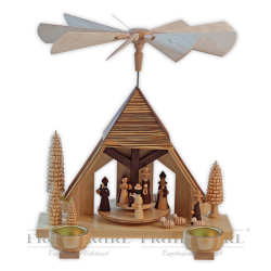 2210T Tischpyramide mit Teelichthaltern Christi Geburt, gesandelt von Blank Kunsthandwerk, Gruenhainichen