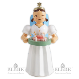 ELF 084 Angel with Long Pleated Robe and Holiday Wreath, coloured