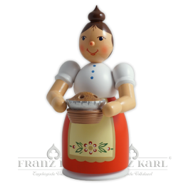 1195 Rauchfrau mit Schürze und Kuchen, farbig