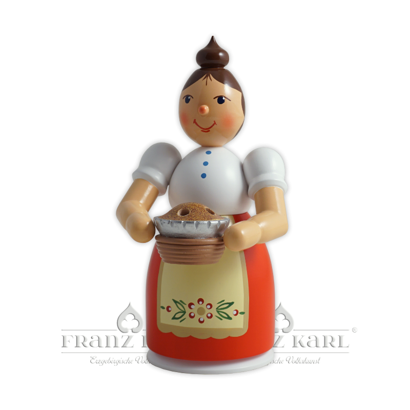 1195 Incense smoking woman with apron and pie