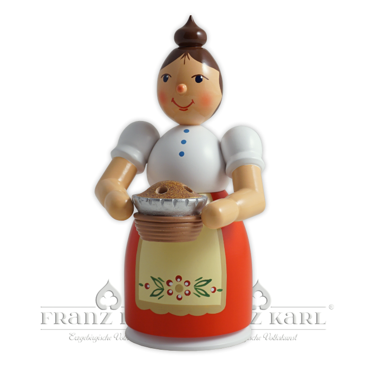1195 Rauchfrau mit Schürze und Kuchen, farbig