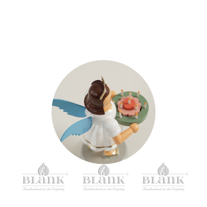 Angel with Short Pleated Skirt and Holiday Wreath, coloured