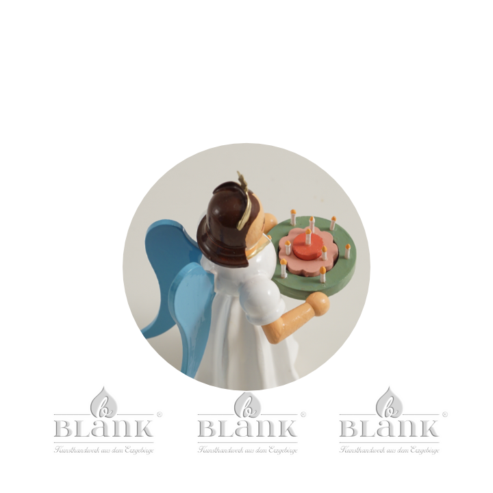 Angel with Long Pleated Robe and Holiday Wreath, coloured
