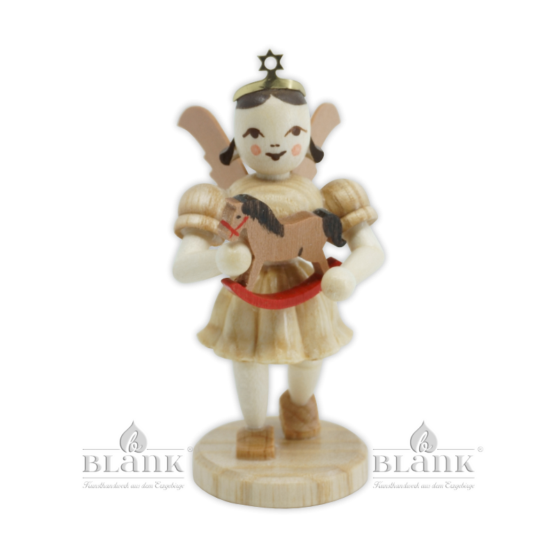 EK-M 008 Angel with Short Pleated Skirt and Rocking Horse