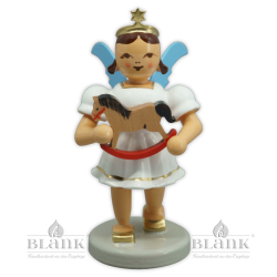 EKF-MF 008 Angel with Short Pleated Skirt and Rocking Horse, coloured