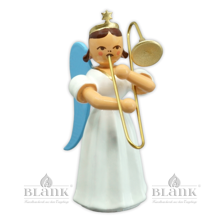 ELF 004 Angel with Long Pleated Robe and Slide Trombone, coloured