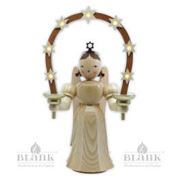 ELM 036 E Angel with Long Pleated Robe and Arch of Stars, 28 cm, electric