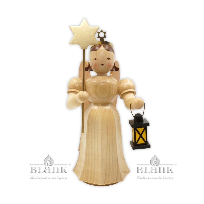 ELM 047 Angel with Long Pleated Robe with Lantern / Star, 23 cm
