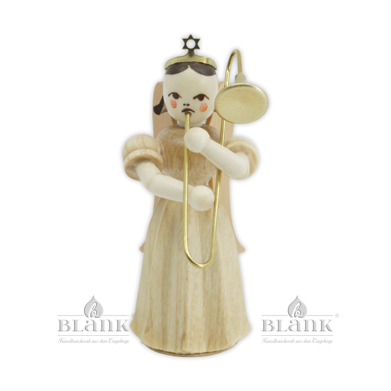 ELN 004 Angel with Long Pleated Robe and Slide Trombone