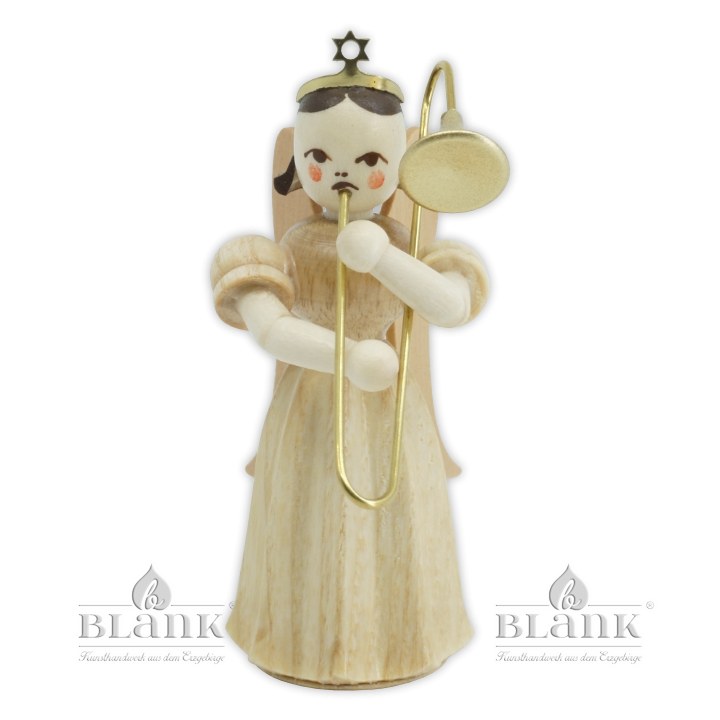 ELN 004 Angel with Long Pleated Robe and Slide Trombone