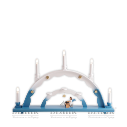 LEF 040 Schwibbogen mit Engel an der Zither, farbig