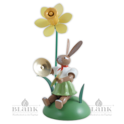 OHS 013 Sitting Easter Bunny with Cymbals and Daffodil, coloured