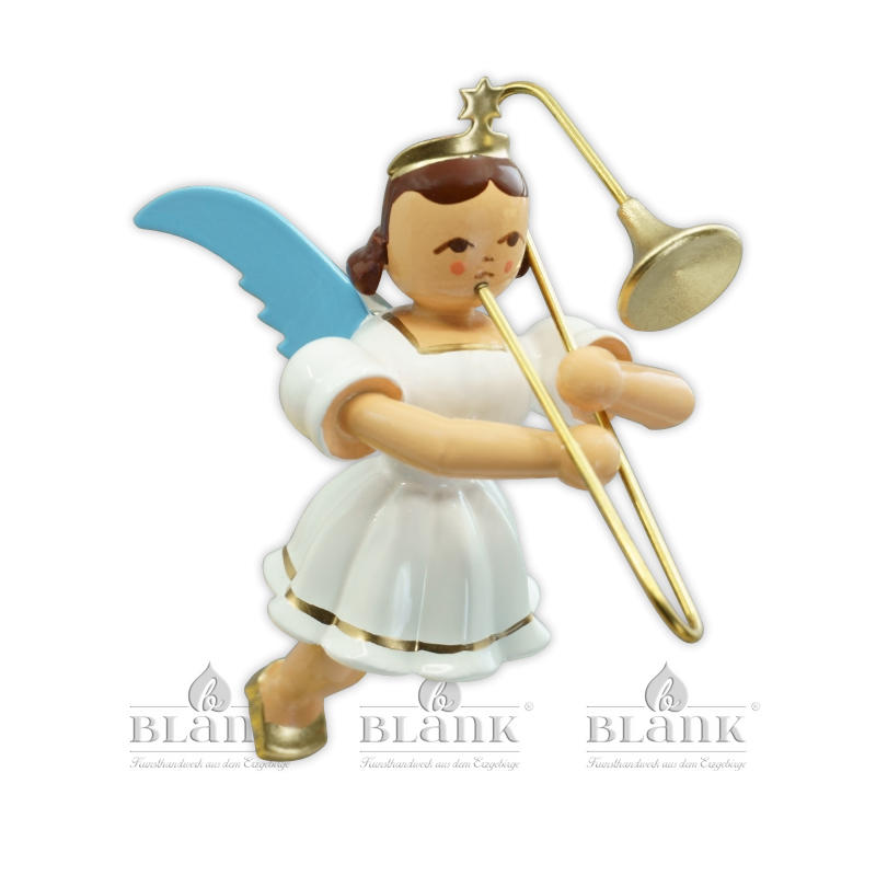 SEF 004 Hanging Angel with Slide Trombone, coloured