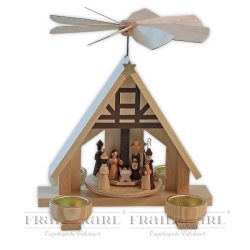 2400T Tischpyramide mit Teelichthaltern Christi Geburt, natur von Blank Kunsthandwerk, Gruenhainichen