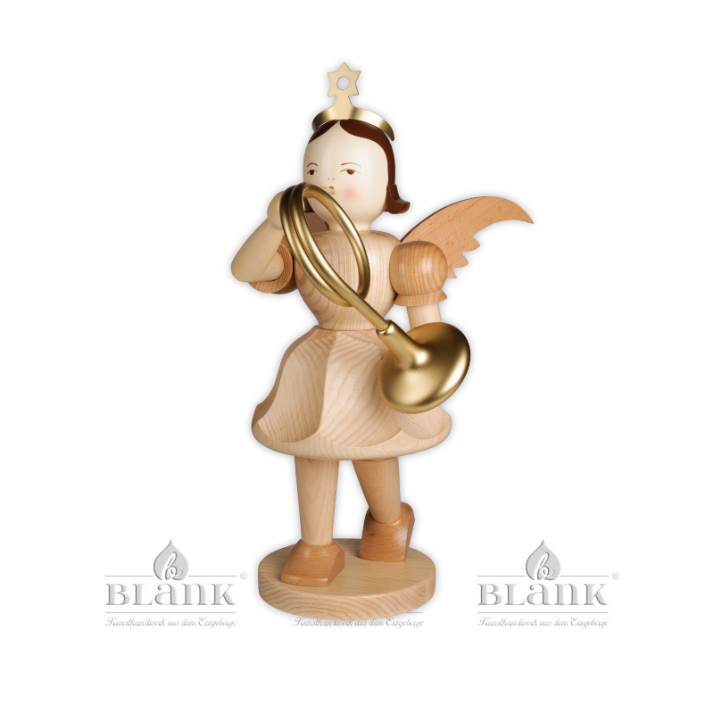 EKG 015 Angel with Short Pleated Skirt and French Horn, 50 cm