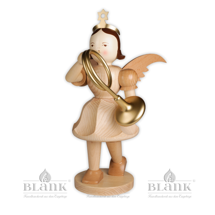 EKG 015 Angel with Short Pleated Skirt and French Horn, 50 cm