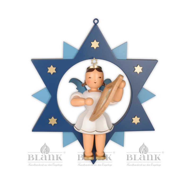 ESFM 007 Angel in a Star with Lyre, 30 cm, coloured