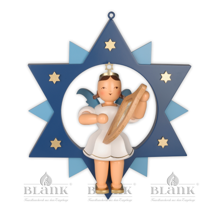 ESFM 007 Angel in a Star with Lyre, 30 cm, coloured