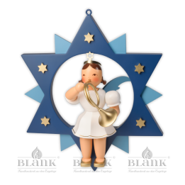 ESFM 015 Angel in a Star with French Horn, 30 cm, coloured