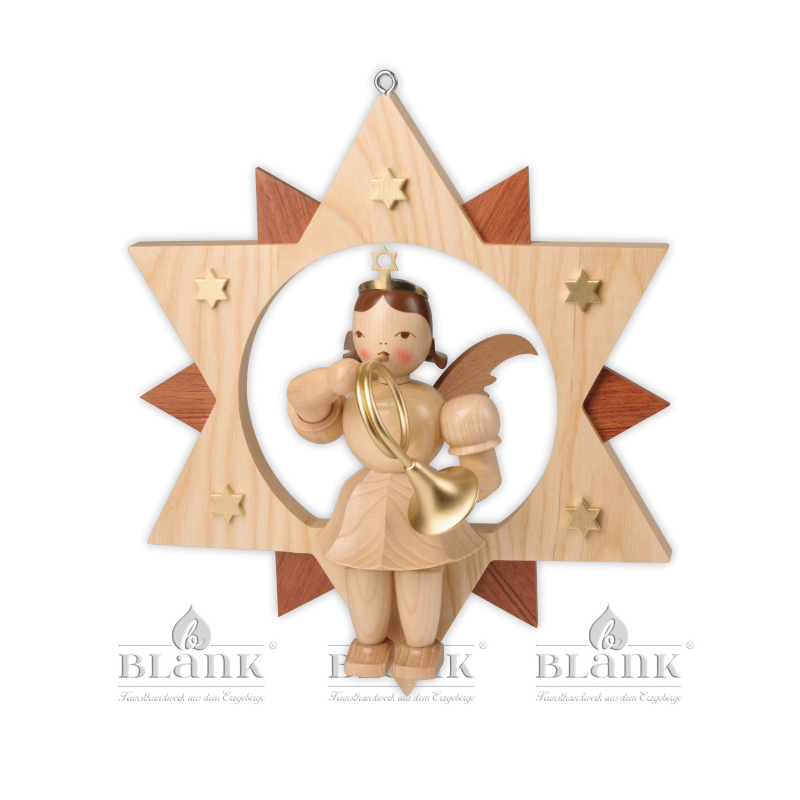 ESM 015 Angel in a Star with French Horn, 30 cm