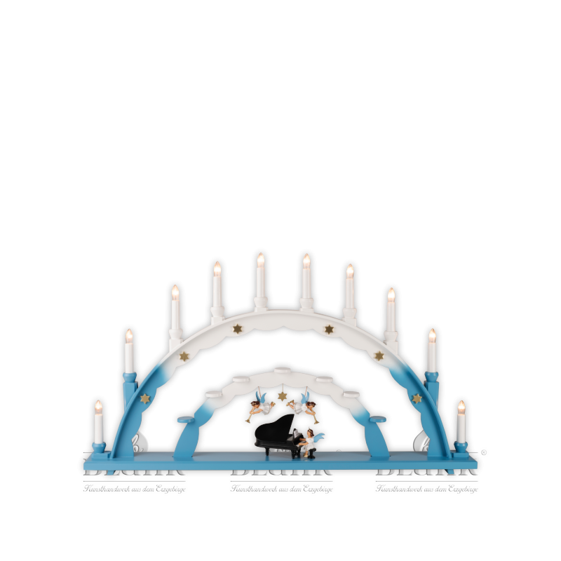 LEF 020 Candle Arch with Angel at Piano and two Hanging Angels, coloured