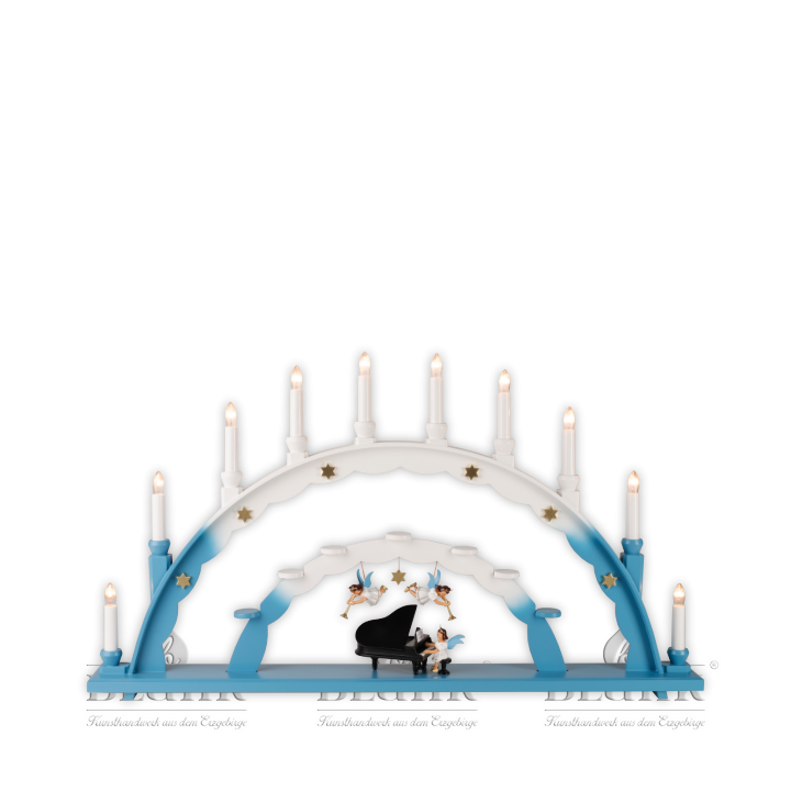 LEF 020 Candle Arch with Angel at Piano and two Hanging Angels, coloured