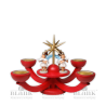 LEF 052T Adventsleuchter mit Teelichthalter und vier stehenden Engeln, rot