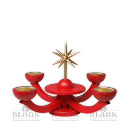 LEF 053T Adventsleuchter mit Teelichthalter, ohne Engel, rot