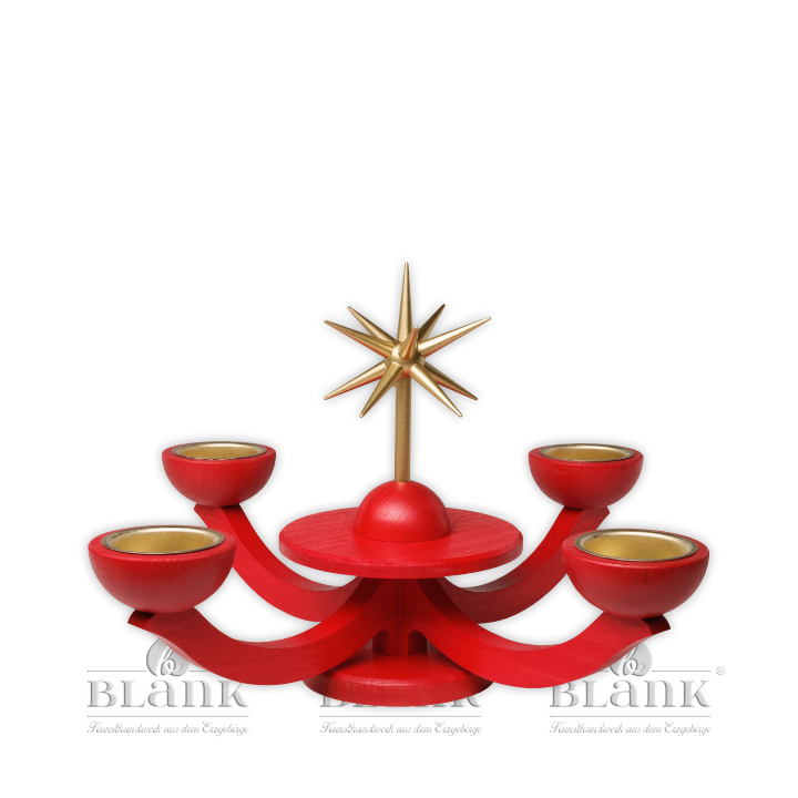 LEF 053T Adventsleuchter mit Teelichthalter, ohne Engel, rot