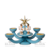 LEF 054T Adventsleuchter mit Teelichthalter und vier stehenden Engeln, blau