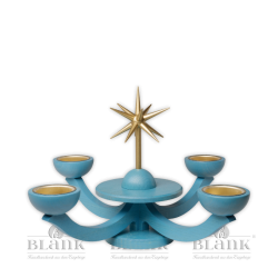 LEF 055 T Adventsleuchter mit Teelichthalter, ohne Engel, blau