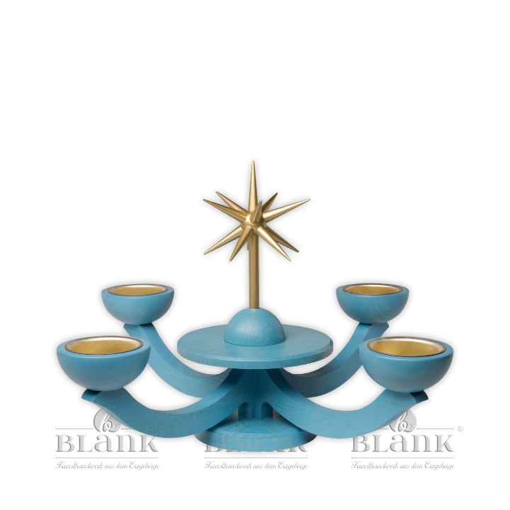 LEF 055 T Adventsleuchter mit Teelichthalter, ohne Engel, blau