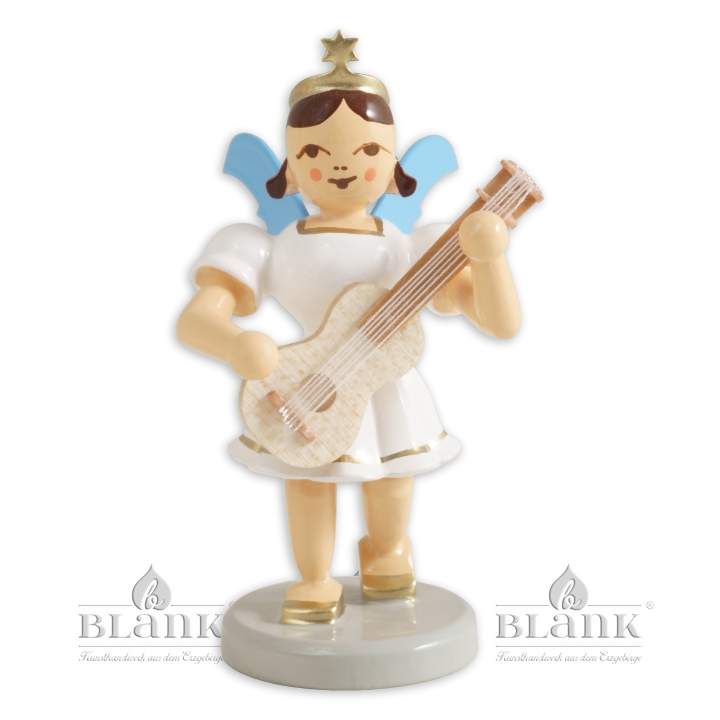 Angel with Short Pleated Skirt with Guitar, coloured
