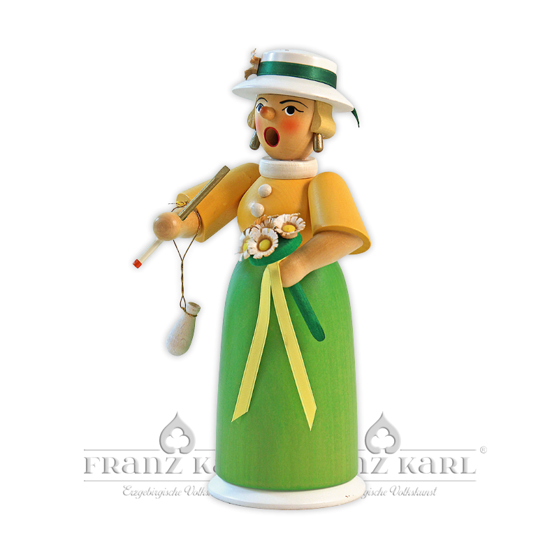 Incense smoking woman "Lady with Flowers" - 18 cm (7.1 inches)