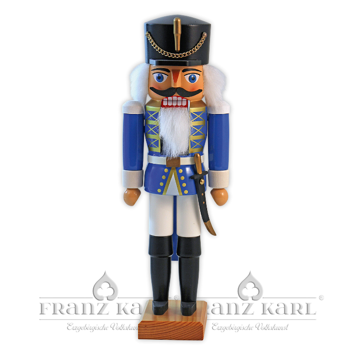 3025 Nußknacker "Husar", blau - 34 cm
