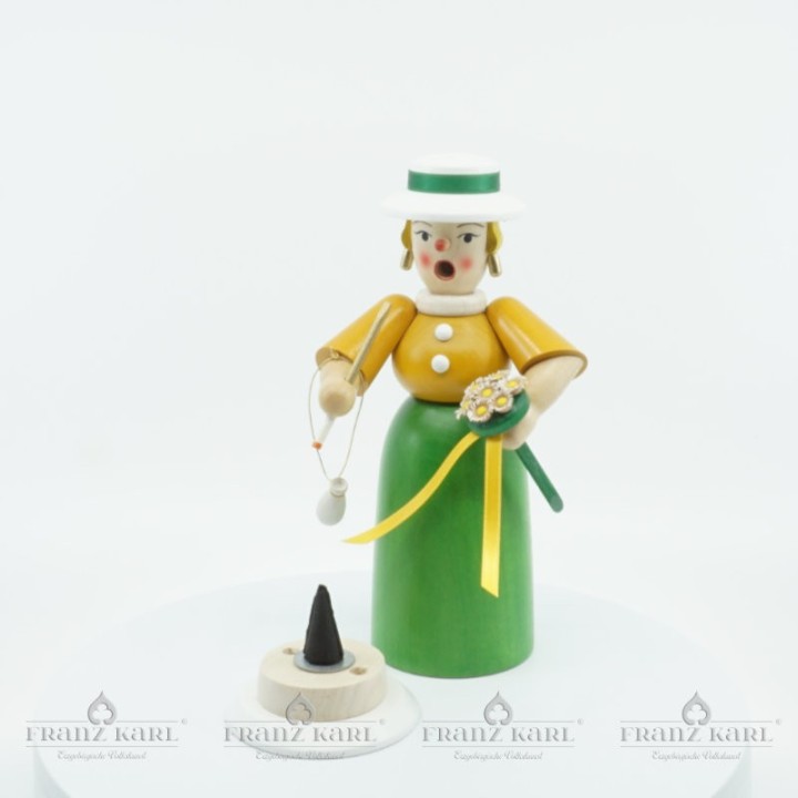Räucherfrau Lady mit Blumen, farbig