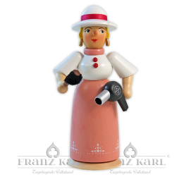 Incense smoking woman "hairdresser with dryer" - 21 cm (8.3 inches)
