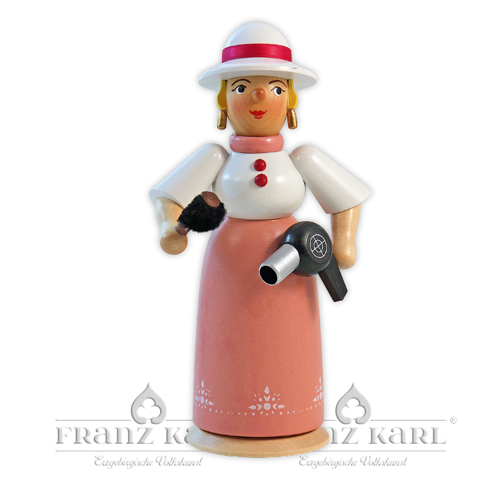 1177 Rauchfrau "Friseuse mit Föhn" - 21 cm
