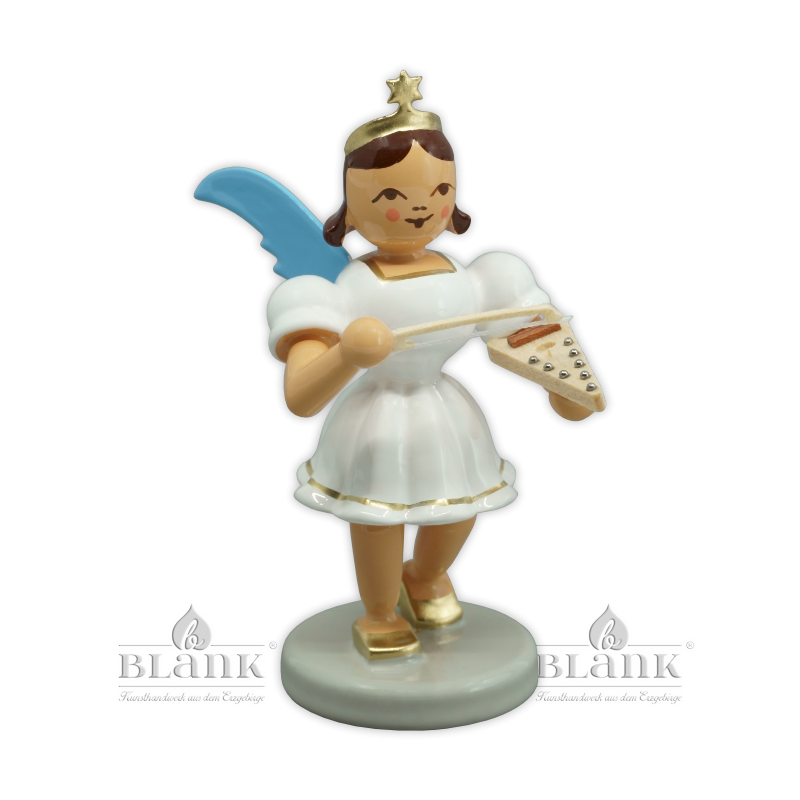 Angel with Short Pleated Skirt and Psalter, coloured