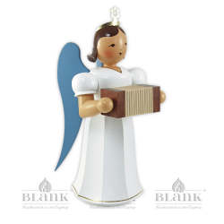 Angel with Long Pleated Robe and Concertina, 20 cm, coloured