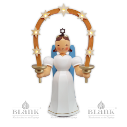 Angel with Long Pleated Robe and Arch of Stars, 20 cm, electric, coloured