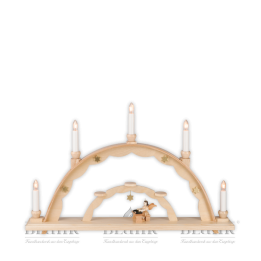 Candle arch with zither playing angel