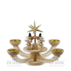 Advent Candle Holder for Tealights with 4 standing Angels, natural
