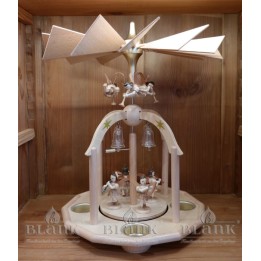 Pyramid with 7 angels and little  bells of glass with tea light holders