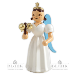 ELF 087 Angel with Long Pleated Robe and Bell Stick, coloured